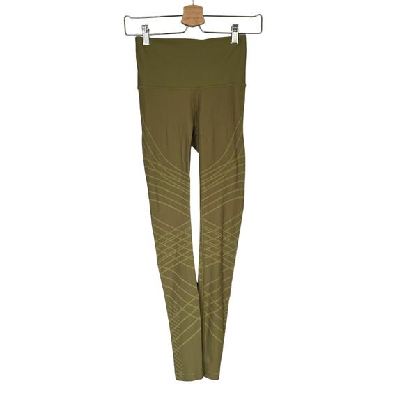 Lululemon Mapped Out HR Tight Leggings 28" Vista Green Stripes Women's Size 4 - Picture 1 of 11